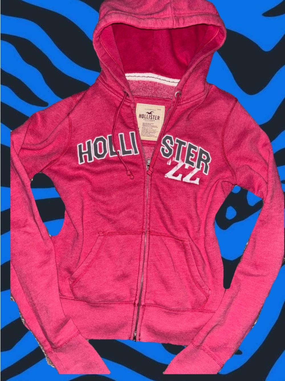 Y2k Hollister Hot Pink Full-Zip Hoodie